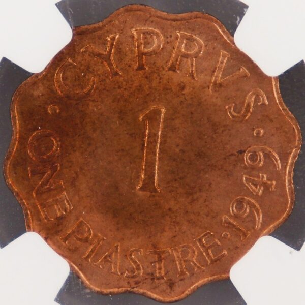 1 piastra 1949 ms63 rb ngc cyprus