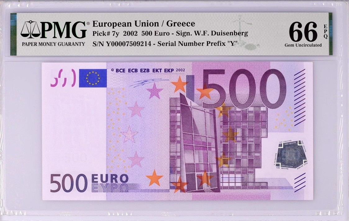 500 euro 2002 greece duisenberg 66epq