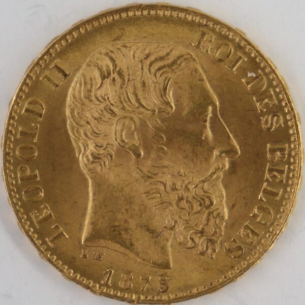20 francs 1875 leopold ii belgium gold