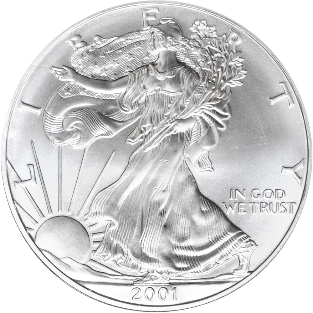 1 Dollar 2001 Silver Eagle 1oz Fine Silver UNC