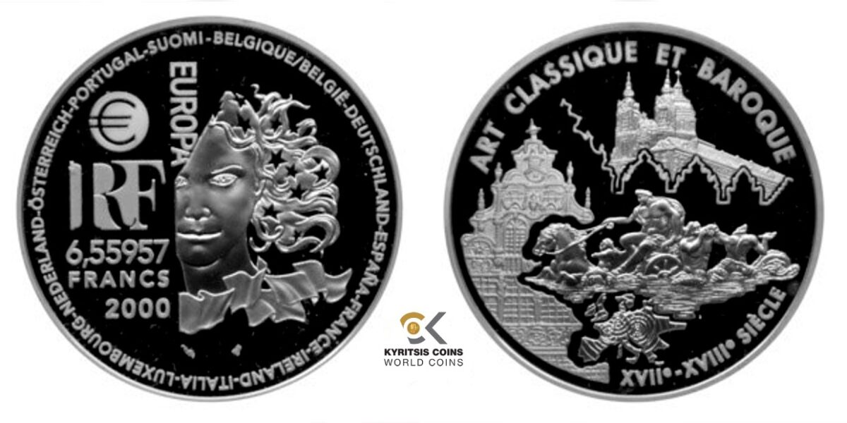 6.55 francs 2000 france silver proof